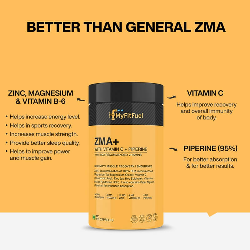 Buy Best ZMA, Zinc, Magnesium, Vitamin B6, Vitamin C & Piperine 95 in